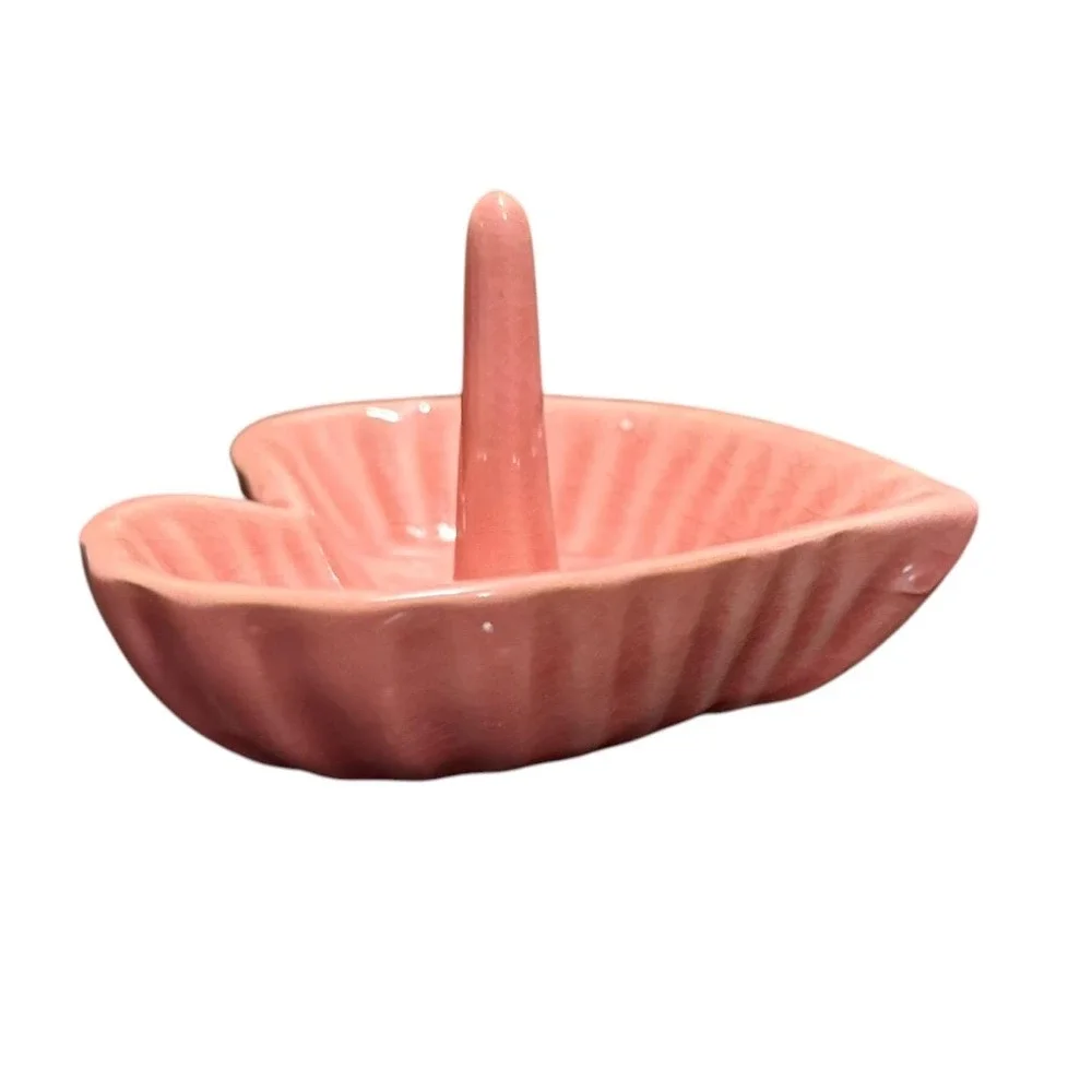 Vintage Pink Heart Ring Holder Dish Cottagecore Grandmillennial Coquette
